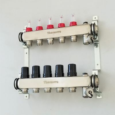 Stainless Steel Floor Heating Manifolds Set With Flow Meter , Flow Meter SS Manifold