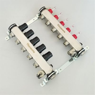 Stainless Steel Floor Heating Manifolds Set With Flow Meter , Flow Meter SS Manifold