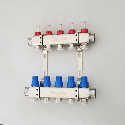 Stainless Steel 304 Underfloor Heating Manifolds set with flowmeters