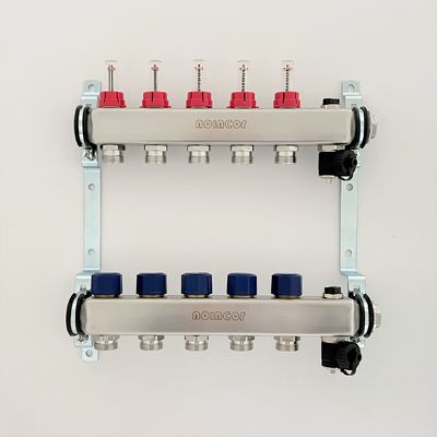 Stainless Steel Central Floor Heating Pipe Manifold , Pex Radiant Floor Heating Manifold Assembly