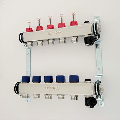 Stainless Steel Central Floor Heating Pipe Manifold , Pex Radiant Floor Heating Manifold Assembly