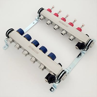 Stainless Steel Central Floor Heating Pipe Manifold , Pex Radiant Floor Heating Manifold Assembly