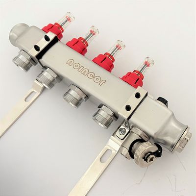 5 Port Stainless steel water underfloor heating manifold , 304 stainless steel intelligent water manifolds