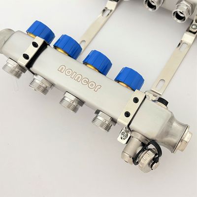 5 Port Stainless steel water underfloor heating manifold , 304 stainless steel intelligent water manifolds