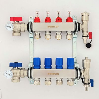 Manifolds for Underfloor Heating System , Stainless Steel Manifold Flow Meter Valve