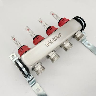 Stainless steel manifold for hydronic underfloor heating