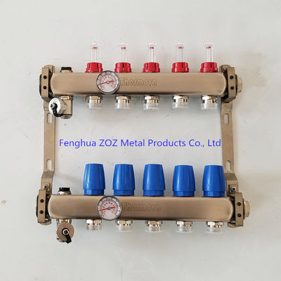Stainless Steel Manifolds Set For Underfloor Heating With Temperature Gauge (0-80°C )