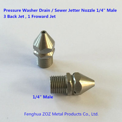 1/4" Male Stainless Steel Sewer Cleaner Jetter Nozzle (4 Jets)