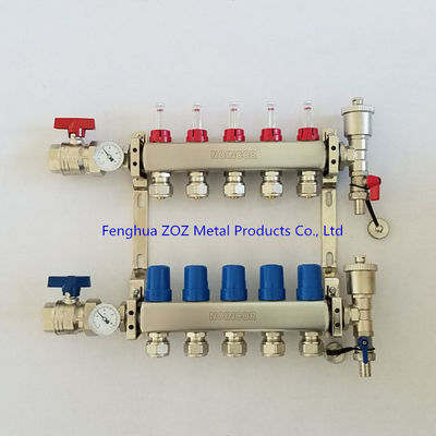 Stainless Steel Radiant Floor Heating Manifold with 1/2" PEX compression fittings