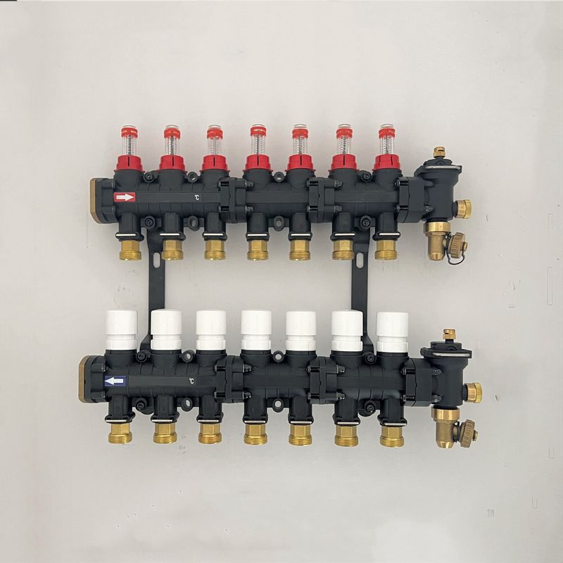 Radiant Floor Heat Manifolds, EP Radiant Heat Manifold,Nylon Manifold with flow meter with bracket for Radiant heating