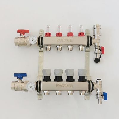 4-портовые манифолды UFH из нержавеющей стали для систем напольного отопления